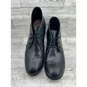 Clarks Artisan Black Leather Lace Up Block Heel Chukka Ankle Boots Women Sz 9.5M